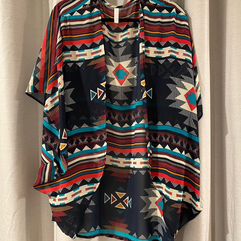 Sheer western print Kimono
